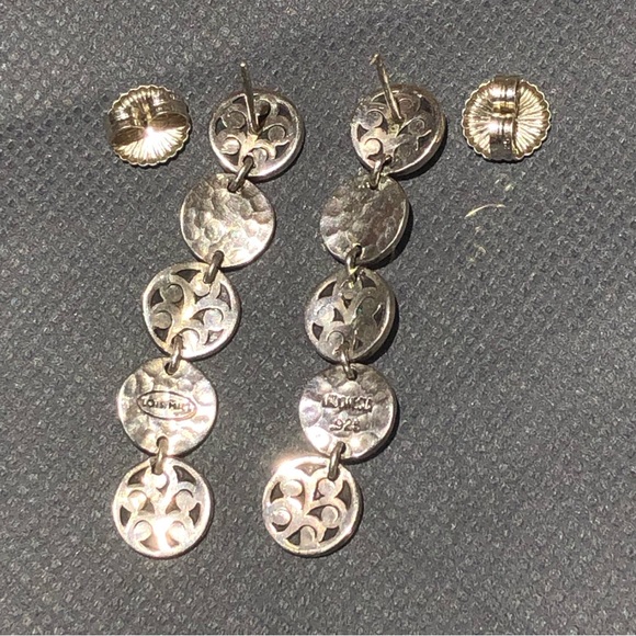 LOIS HILL Drop Dangle Sterling Silver Discs w/ Oxidized Accent & Cut Out Design - Picture 10 of 14